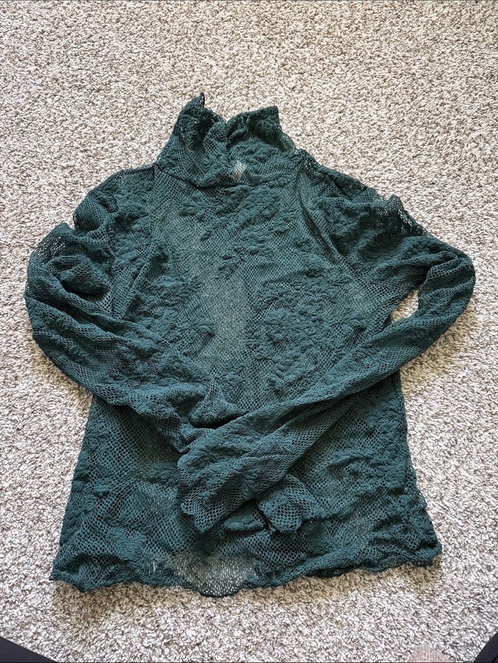 Free People Dark Teal Crochet Lace Top